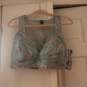 Wild Fable Floral Denim Crop Top